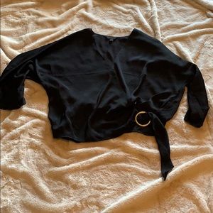 Faux wrap top with waist detail